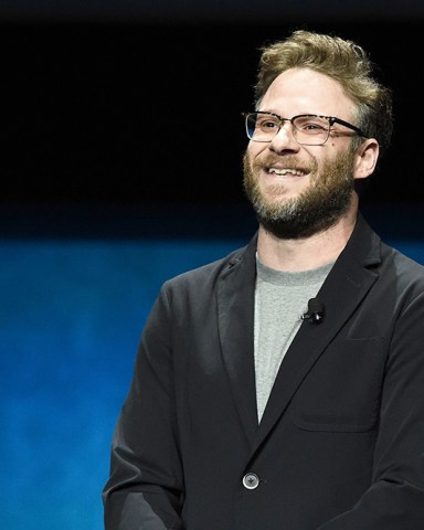 Seth Rogen, Producer, from 'Long Shot' speaking at Lionsgate's CinemaCon presentation at the Colosseum at Caesar's Palace
Lionsgate CinemaCon Presentation at the Colosseum at Caesar's Palace, Las Vegas, USA - 04 Apr 2019