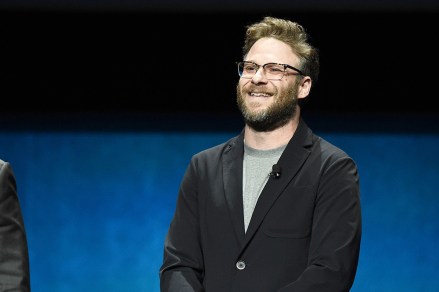 Seth Rogen, Producer, speaking at Lionsgate's CinemaCon Presentation at the Colosseum at Caesar Palace, of 'Long Shot' Lionsgate CinemaCon Presentation at the Colosseum at Caesar Palace, Las Vegas, USA - 04 April 2019