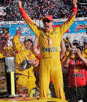 Joey Logano Joey Logano celebrates in Victory Lane after winning the Daytona 500 NASCAR Sprint Cup series auto race at Daytona International Speedway, in Daytona Beach, FlaNASCAR Daytona 500 Auto Racing, Daytona Beach, USA