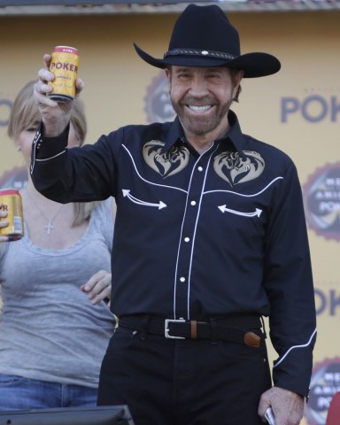 Chuck Norris
Chuck Norris attends event of beer company in Cartagena de Indias, Colombia - 27 Feb 2018
US actor Chuck Norris attends an event of a Colombian beer brand in Cartagena de Indias, Colombia, 27 February 2018.