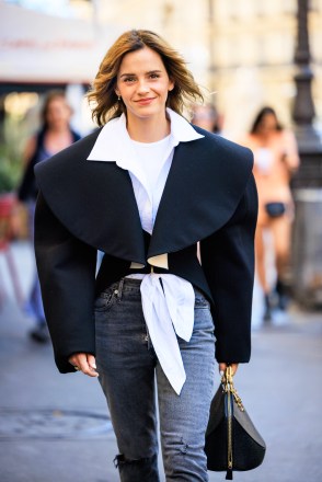 Emma Watson arriving at Schiaparelli show Schiaparelli show, Arrivals, Haute Couture Fashion Week, Paris, France - Jul 04 2022