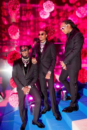 Exclusive - Premium Rates Apply. Call your Account Manager for pricing.Mandatory Credit: Photo by Kevin Tachman/Vogue/Shutterstock (8784977v)Takeoff, Quavo, Offset, MigosThe Costume Institute Benefit celebrating the opening of Rei Kawakubo/Comme des Garcons: Art of the In-Between, Inside, The Metropolitan Museum of Art, New York, USA - 01 May 2017