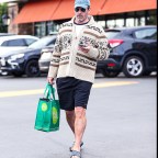 EXCLUSIVE: Jon Hamm Looks Cool & Cozingly Native In A Funky Sweater & Flip Flops While Grocery Shopping In Hollywood, CA.