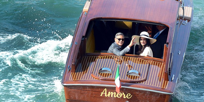 George & Amal Clooney Take A Water Taxi
