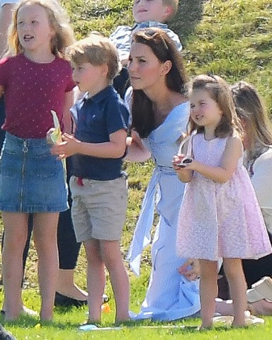 Catherine Duchess of Cambridge with Prince George and Princess Charlotte at polo today with Peter and Autumn Phillips and their two children Isla and Savannah
Maseerati Royal Charity Polo Trophy, Gloucestershire, UK - 10 Jun 2018