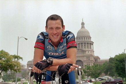 Lance Armstrong Cycling champion Lance Armstrong is shown before a training ride in Austin, Texas, on . A year after being diagnosed with testicular cancer, Armstrong, 26, will be riding in a criterium in downtown Austin Friday night and a charity ride on Saturday. The events are to benefit the Lance Armstrong Foundation, a non-profit volunteer organization to aid cancer research. The State Capitol Building is in background
LANCE ARMSTRONG, AUSTIN, USA