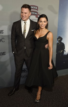 Channing Tatum, Jenna Dewan Tatum. Executive producer Channing Tatum and his wife, actress Jenna Dewan Tatum, pose together at the premiere of the film "War Dog: A Soldier's Best Friend" at the Directors Guild of America, in Los Angeles
LA Premiere of "War Dog: A Soldier's Best Friend", Los Angeles, USA - 06 Nov 2017