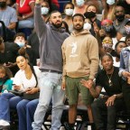 Drake & Michael B Jordan step out to see Bronny James, Amari Bailey & Sierra Canyon Varsity Basketball squad play their last basketball game of the season