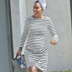 Kelly Rowland BAby Bump Striped Dress MEGA
