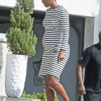 Kelly Rowland BAby Bump Striped Dress MEGA