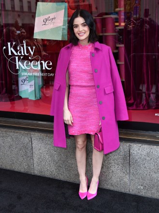 Lucy Hale
Lucy Hale celebrates Katy Keene windows at Saks Fifth Avenue, New York, USA - 05 Feb 2020
Wearing Kate Spade, Bag by Salvatore Ferragamo, Shoes by Sarah Jessica Parker