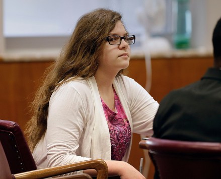 In this Sept. 13, 2017 file photo, Anissa Weier, listens as former teachers testify during her trial in Waukesha County Court, in Waukesha, Wis. One of the two Wisconsin girls accused of stabbing a classmate, Payton Leuter, in 2014 to gain the favor of a horror character named Slender Man will soon learn how long she will spend in a mental health facility.
Anissa Weier court case, Waukesha, USA - 13 Sep 2017
A judge in Waukesha County Circuit Court on Thursday, Dec. 21, 2017, is expected to send 16-year-old Weier to a facility for at least three years after she was previously found not guilty by reason of mental disease or defect.