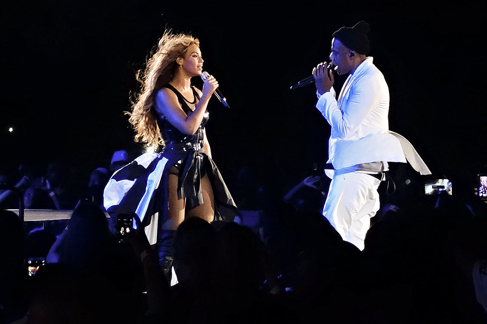 Jay-Z and Beyonce in concert, On The Run Tour, Great American Ball Park, Cincinnati, Ohio, America - 28 Jun 2014