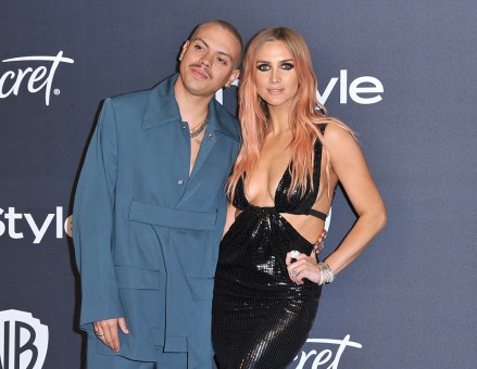 Evan Ross, Ashlee Simpson. Evan Ross (left) and Ashlee Simpson arrive at the InStyle and Warner Bros. Golden Globe Awards after-party at the Beverly Hilton Hotel in Beverly Hills, CA. 2020