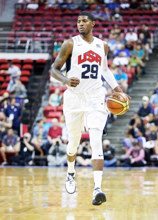 Indiana Pacers Paul George brings the ball up court during the USA Basketball Showcase game, in Las Vegas
USA Basketball, Las Vegas, USA