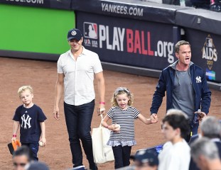 Neil Patrick Harris, David Burtka with son Gideon Burtka-Harris and daughter Harper Burtka-Harris
Cleveland Indians v New York Yankees, Celebrities, ALDS Game 3, New York, USA - 08 Oct 2017