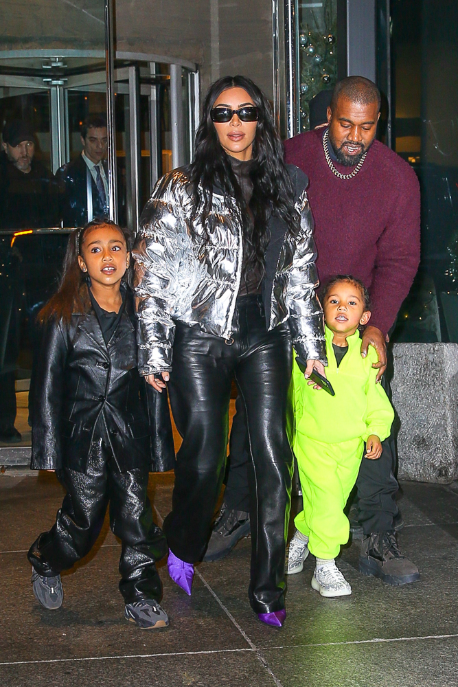 Kim Kardashian & Kanye West With Their Kids In NYC