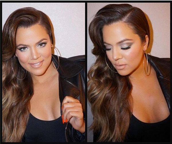 Khloe Kardashian's Hair On Instagram — Glam Waves & Metallic Makeup - Hollywood Life