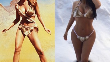 Raquel Welsh Kim Kardashian Fur Bikini