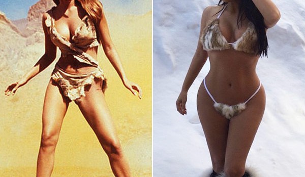 Raquel Welsh Kim Kardashian Fur Bikini