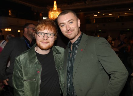 Ed Sheeran and Sam Smith pose
Nordoff Robbins O2 Silver Clef Awards, Inside, Grosvenor House, London, UK - 05 Jul 2019