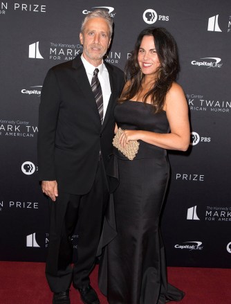 Jon Stewart, Tracey McShane. Jon Stewart, left, with his wife Tracey McShane arrive at the Kennedy Center for the Performing Arts for the 22nd Annual Mark Twain Prize for American Humor presented to Dave Chappelle, in Washington, D.C
22nd Annual Mark Twain Prize for American Humor to Dave Chappelle - Arrivals, Washington, USA - 27 Oct 2019
