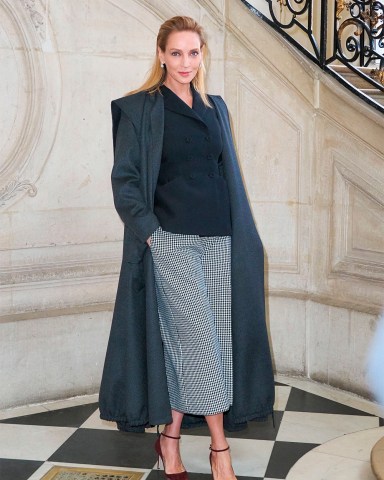 Front-row celebrities attend the Dior Haute Couture Spring-Summer 2020 fashion show in Paris, France - 20/1/2020. Pictured: Uma Thurman (Sipa via AP Images)