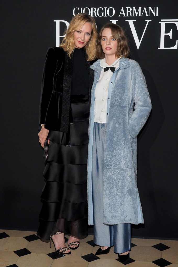Uma Thurman & Her Daughter Maya Hawke Arrive At the Giorgio Armani Prive Show