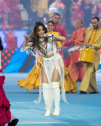 Camila Cabello Camila Cabello performs at the UEFA Champions League Final between Liverpool FC and Real Madrid at the Stade de France, Paris, France - 28 May 2022