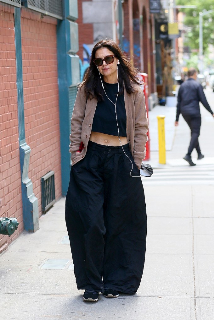 Katie Holmes Shows Her Midriff On A Walk In New York City