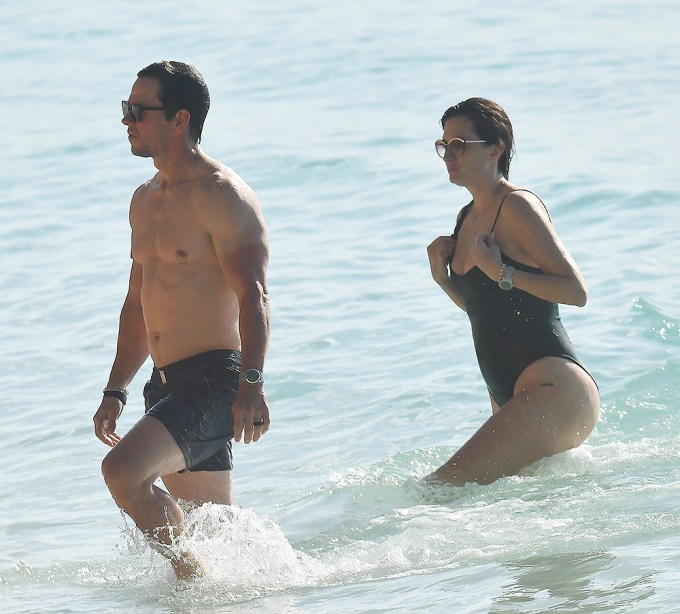 *EXCLUSIVE* Mark Wahlberg sports a BAD sunburn on his arms while out enjoying a day at the beach in Barbados!