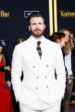 Online News Chris Evans poses on the red carpet during the premiere of the movie 'Knives Out' at the Regency Village Theatre in Los Angeles, California, USA, 14 November 2019. The movie is set tp be released in US theaters on 27 November.Premiere of the movie 'Knives Out' in Los Angeles, USA - 14 Nov 2019