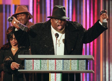 NOTORIOUS BIG FILE** The family of rapper Notorious B.I.G., shown clutching his awards at the Billboard Music Awards in New York,, has asked a Los Angeles judge for permission to expand their wrongful-death lawsuit against the city of Los Angeles. Notorious B.I.G., born Christopher Wallace, was fatally shot in 1997 in a sport utility vehicle shortly after a party in Los AngelesNOTORIOUS BIG SUIT, NEW YORK, USA