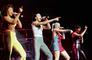 SPICE GIRLS The Spice Girls perform, at the Core States Center in Philadelphia. They are from left, Melanie Brown-Scary Spice, Melanie Chisholm-Sporty Spice, Emma Bunton-Baby Spice, and Victoria Adams-Posh Spice
SPICE GIRLS, PHILADELPHIA, USA