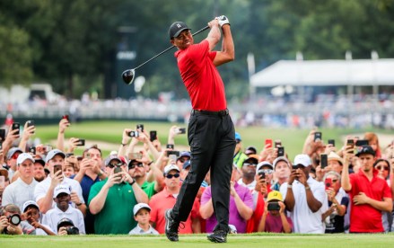 Tiger Woods of the US hits his tee shot on the fourth hole during the fourth round of the Tour Championship golf tournament and the FedEx Cup final at Eastlake Golf Club in Atlanta, Georgia, USA, 23 September 2018. Tournament play runs from 20 September to 23 September.
Tour Championship golf tournament & FedEx Cup final, Atlanta, USA - 23 Sep 2018