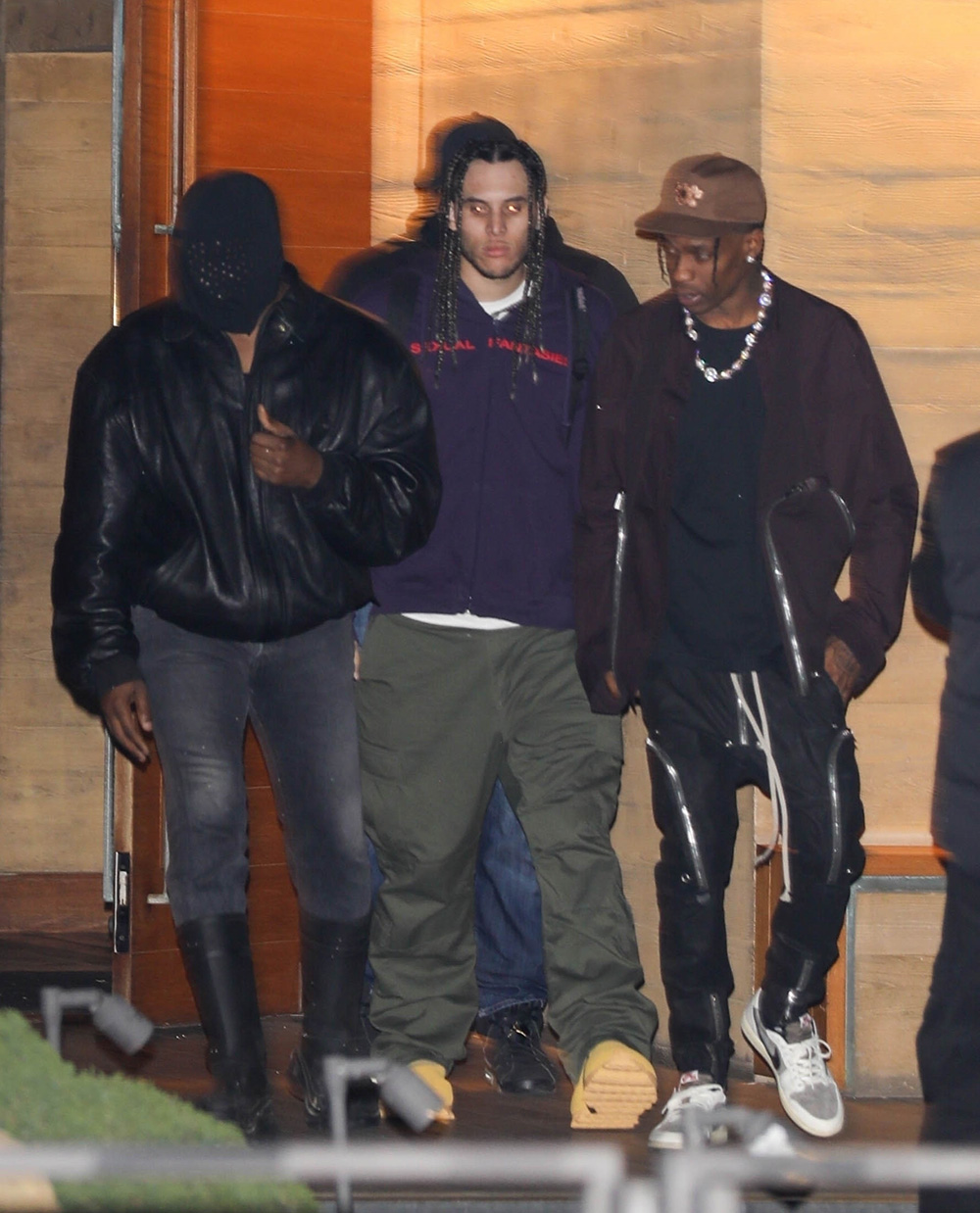Travis Scott and Kanye West exit dinner at Nobu!