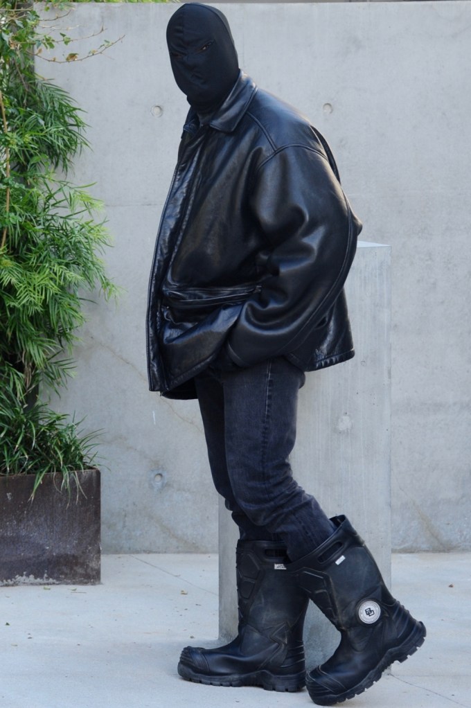 Kanye West Spotted Out Covered In A Black Mask
