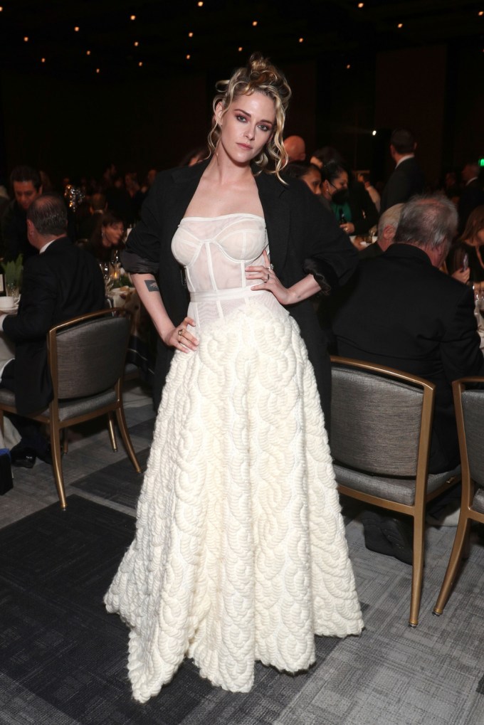 Kristen Stewart Wears Nude Dress With Fiancée Dylan Meyer at Critics'  Choice Awards