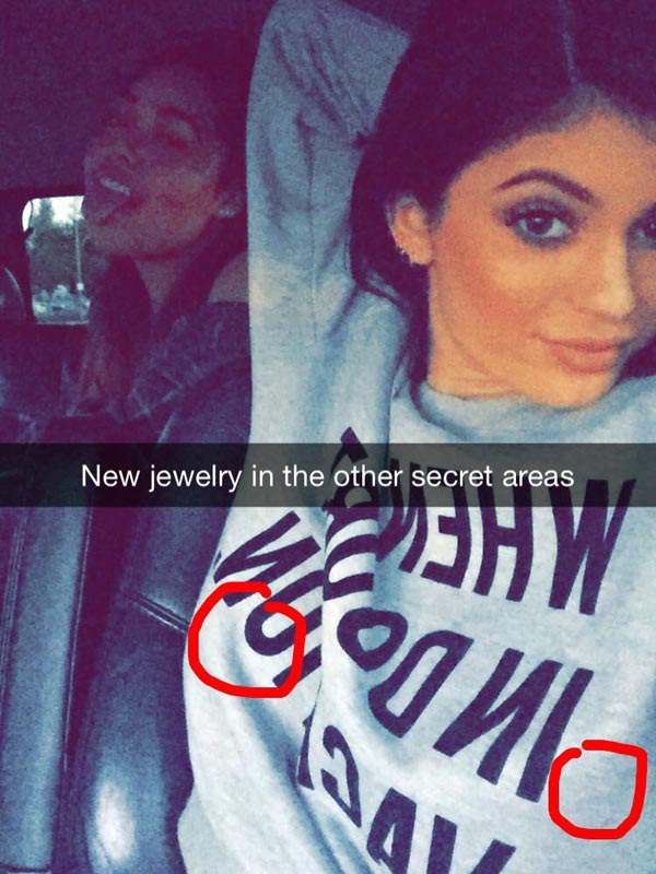pic kylie jenner s nipple piercings did she reveal them on snapchat hollywood life