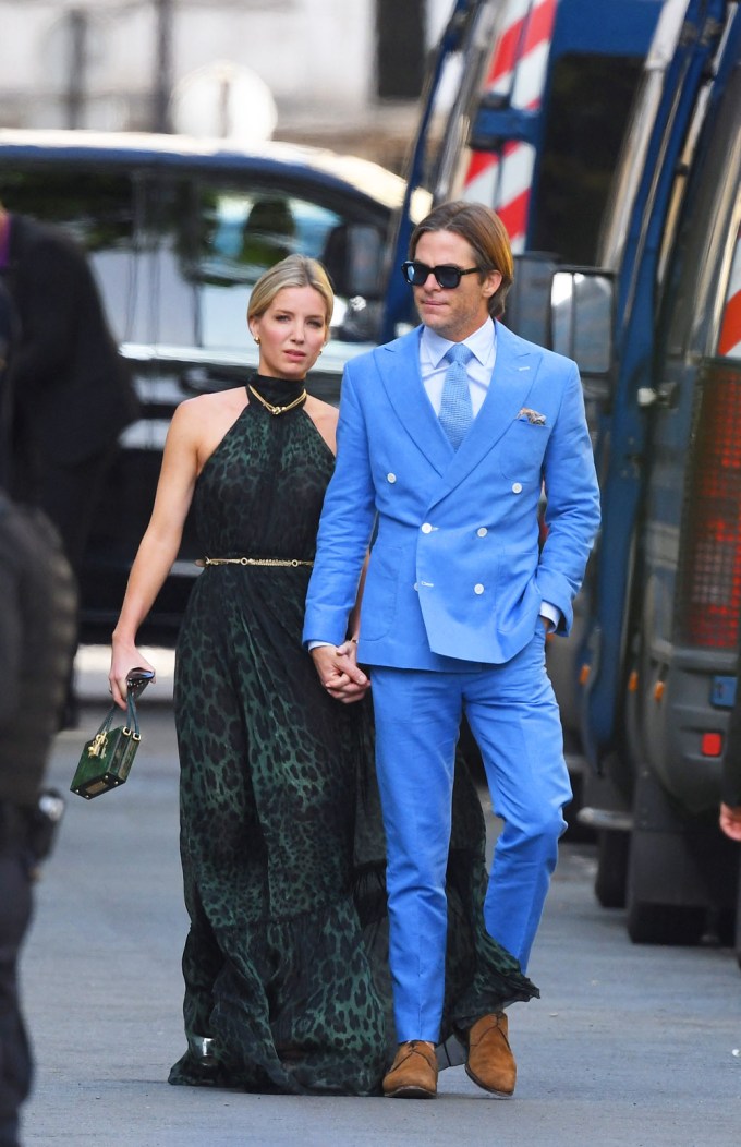 Chris Pine with Annabelle Wallis at a wedding