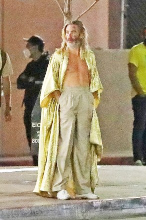 Los Angeles, CA  - *EXCLUSIVE*  - Chris Pine has an issue with his Vespa while filming shirtless for his next project 'Poolman' in Downtown Los Angeles.  In Poolman, Pine will play Darren Barrenman, whom Deadline previously described as "a hapless dreamer and would-be philosopher who spends his days looking after the pool of the Tahitian Tiki apartment block in sunny Los Angeles and crashing city council meetings with his neighbors Jack and Diane.Pictured: Chris PineBACKGRID USA 13 JULY 2022 USA: +1 310 798 9111 / usasales@backgrid.comUK: +44 208 344 2007 / uksales@backgrid.com*UK Clients - Pictures Containing ChildrenPlease Pixelate Face Prior To Publication*
