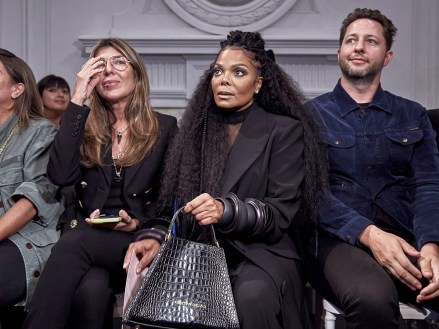 Janet Jackson, second from right, takes a seat at designer Christian Siriano's show at Fashion Week on Wednesday, September 7, 2022.