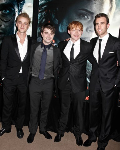 Tom Felton, Daniel Radcliffe, Rupert Grint and Matthew Lewis 'Harry Potter and the Deathly Hallows: Part 2' Film Premiere, New York, America - 11 Jul 2011