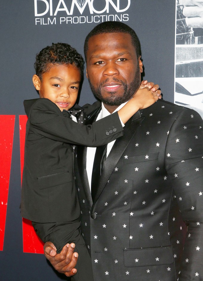 50 Cent & Son Sire Jackson Arrive At Film Premiere