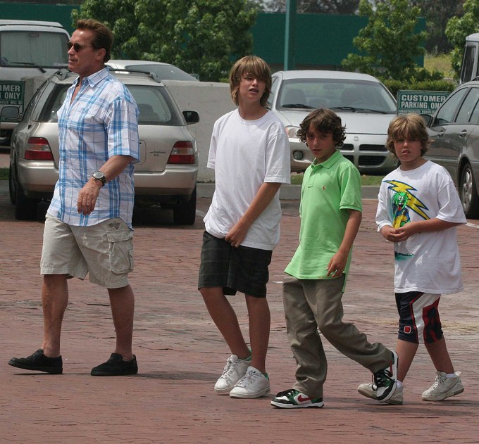 Arnold Schwarzenegger and his sons out in Malibu, CA in 2006