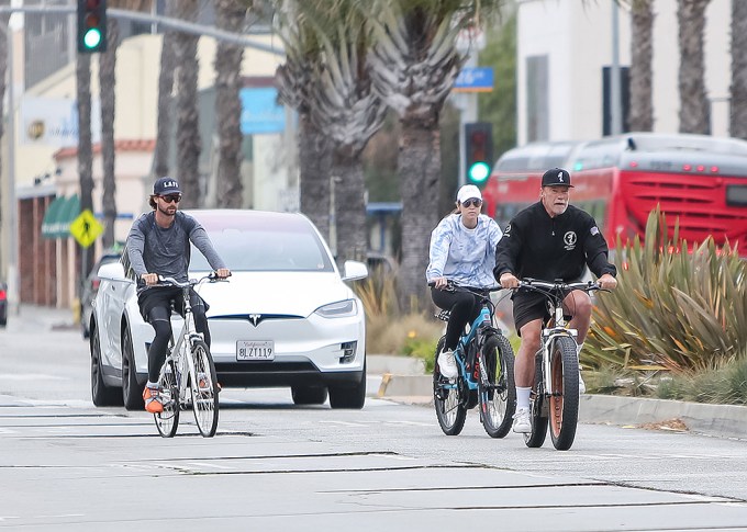 Arnold Schwarzenegger goes cycling with kids Patrick and Christina