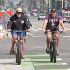 Arnold Schwarzenegger Bike Riding With Son Joseph Baena In Santa Monica