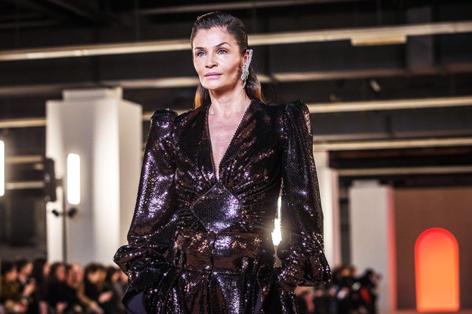 Helena Christensen walks Paris Fashion Week