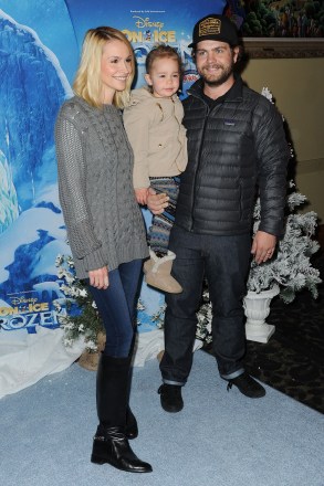Jack Osbourne and Lisa Stelly with daughter Andy attend Frozen Celebrity Premiere Presented by Disney On Ice held at the Staples Center on Thursday, December 10, 2015 in Los Angeles Frozen Celebrity Premiere Presented by Disney On Ice Los Angeles, USA - 11 Dec.  2015