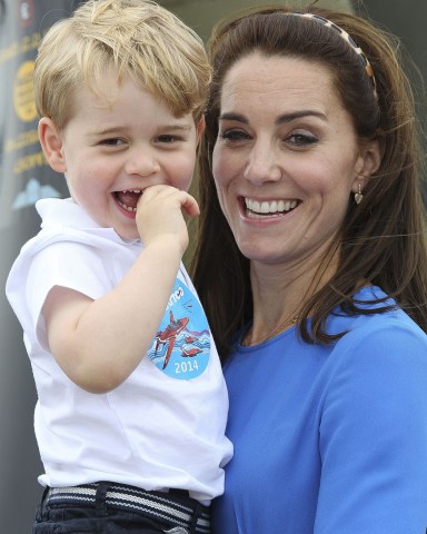 Catherine Duchess of Cambridge and Prince George during a visit to the International Air Tattoo at RAF Fairford in Gloucestershire where Prince George was introduced to the Red Arrows. Royal International Air Tattoo, Fairford, UK - 08 Jul 2016